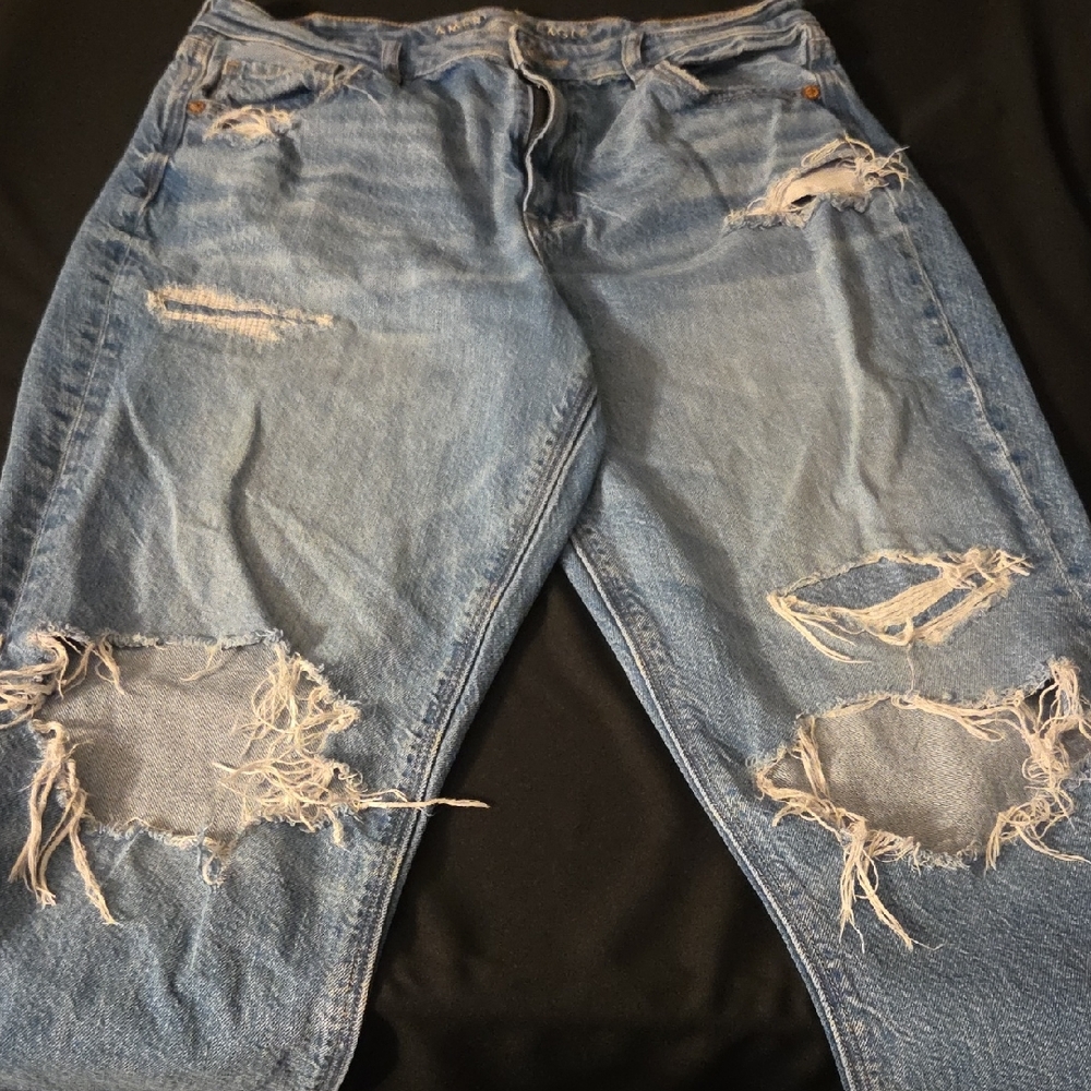 AMERICAN EAGLE Womens Distressed Light Blue Jeans